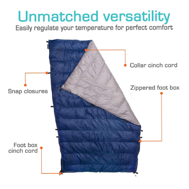 Top quilt 5 Degree Down Sleeping Quilt Lightweight 3 Season Down Blanket Perfect for Outdoor Camping Backpacking and Hammocks